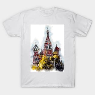 Moscow City Streets Travel Poster Series watercolor ink edition 06 T-Shirt